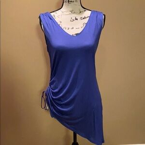 White House Black Market blue asymmetric‎ top S